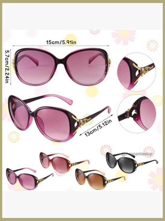 4 Pack Retro Cat Eye Oversized Sunglasses UV400 Protection Plastic
